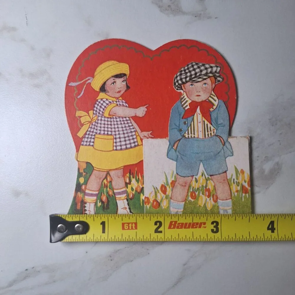 Vintage Valentine‎ Card Kids Dog Pop-Up Heart Cutout Dog Love Kids Boy Girl